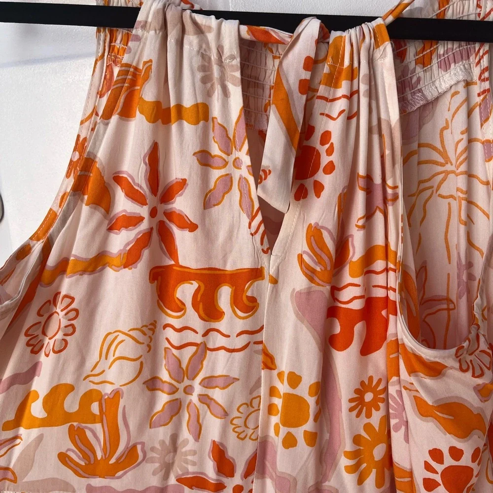 Label of Love Orange Seaside Print Maxi Dress Medium - Picture 3 of 10